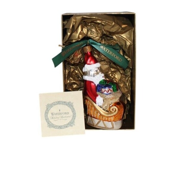 1997 Waterford Ornament Holiday Heirlooms Opulence Coll Santa's Journey In Box - Picture 8 of 8